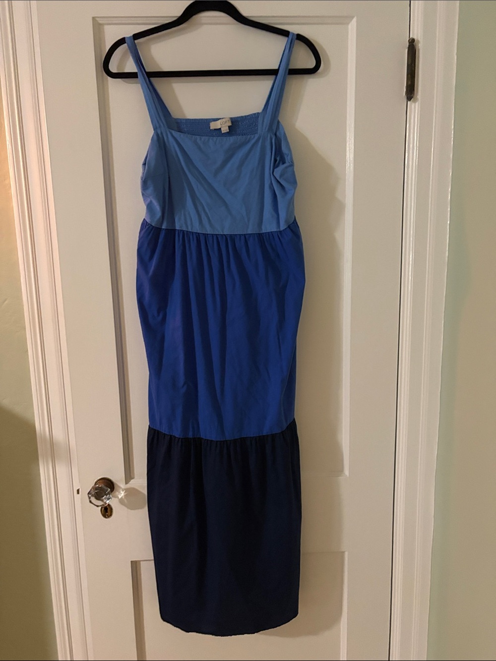 Women’s Loft' Colorblock Blue Tiered Maxi Dress